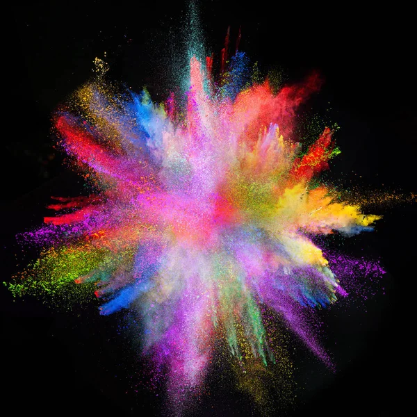 Colored powder explosion on black background. — Stock Photo, Image