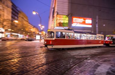 Vintage tramvay Hareket Bulanıklığı.