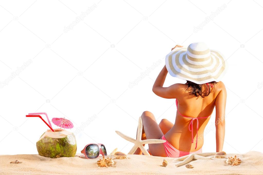 Beautiful woman in bikini at the seaside