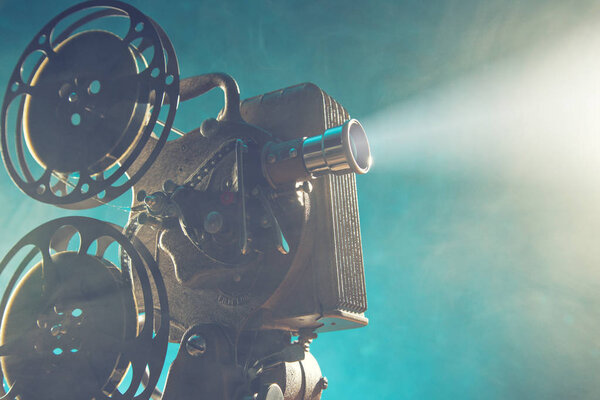 Old style movie projector, close-up.