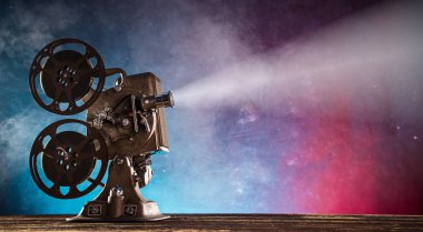 Eski stil film projektör, yakın çekim.