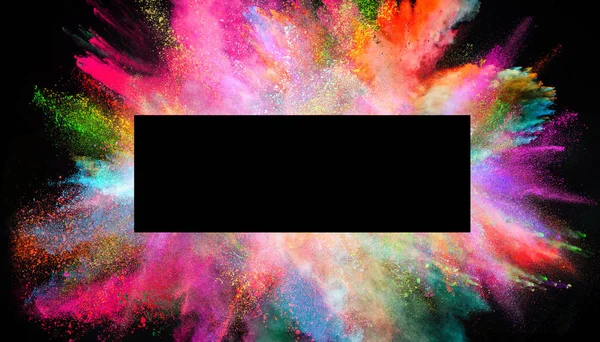 Colored powder explosion on black background. — Stock Photo, Image