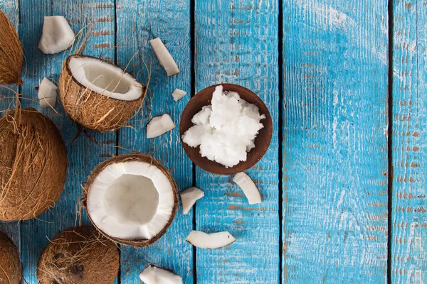 Close-up van een kokosolie — Stockfoto