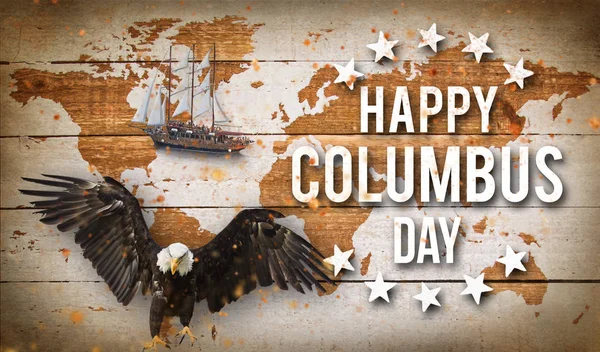 Ευτυχισμένος Columbus day banner, πατριωτικό φόντο — Φωτογραφία Αρχείου