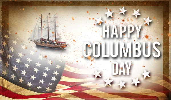 Happy Columbus day banner, patriotic background — Stock Photo, Image
