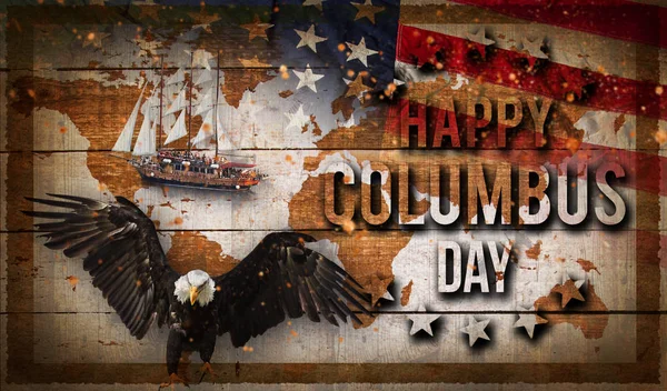 Ευτυχισμένος Columbus day banner, πατριωτικό φόντο — Φωτογραφία Αρχείου