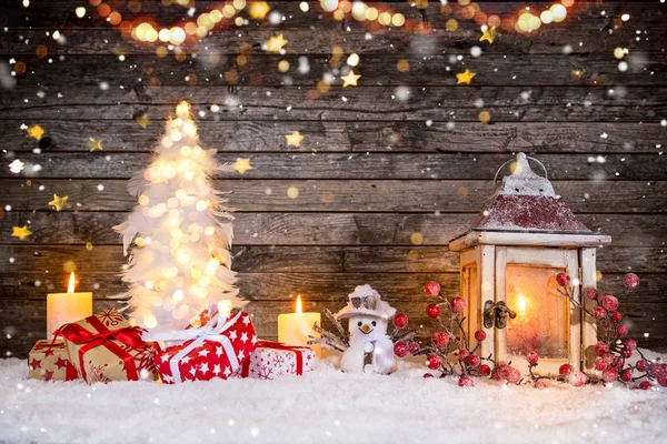 Decoración de Navidad sobre fondo de madera — Foto de Stock