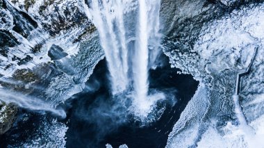 Seljalandsfoss şelale kış hava fotoğraf