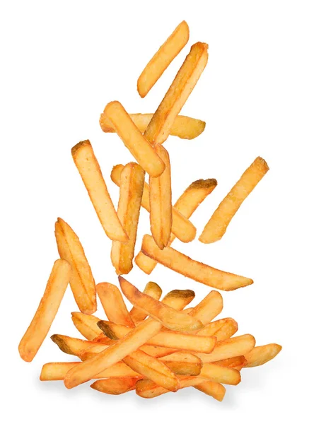 Crispy Potato Fries flying ingredients. — Stock Photo, Image