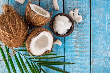 Close-Up bir hindistancevizi, üstten görünüm.