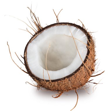 Beyaz arkaplanda hindistan cevizlerinin yakın plan görüntüsü