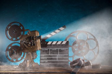 Eski stil film projektör, yakın çekim.