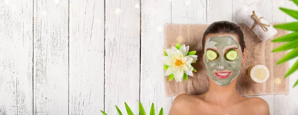 Young healthy woman with face mask. — Stock Photo, Image