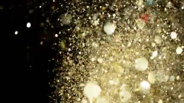 Abstract goud lichten glanzend kunst achtergrond 4k, super slow motion — Stockvideo