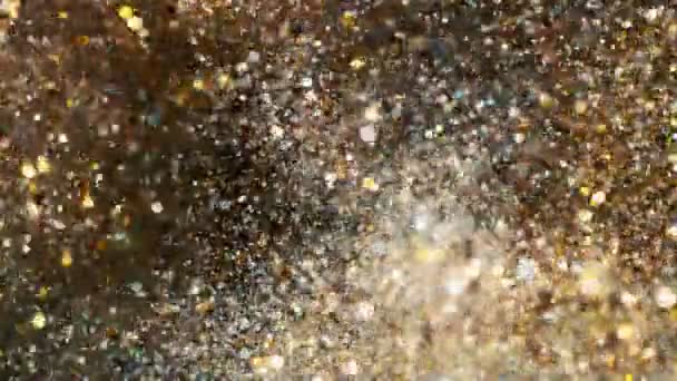 Abstract zilver en goud lichten glanzend kunst achtergrond 4k, super slow motion — Stockvideo