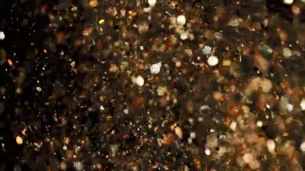 Abstrato luzes douradas brilhante arte fundo 4k, super câmera lenta — Vídeo de Stock