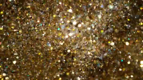 Abstract goud lichten glanzend kunst achtergrond 4k, super slow motion — Stockvideo