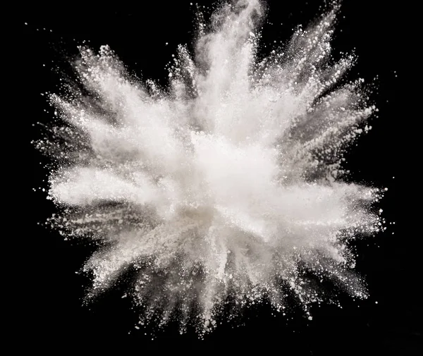 White powder explosion on black background. — Stock Photo, Image