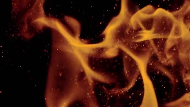 Flammes de feu avec des étincelles, prise de vue sur caméra haute vitesse à 1000fps, — Video