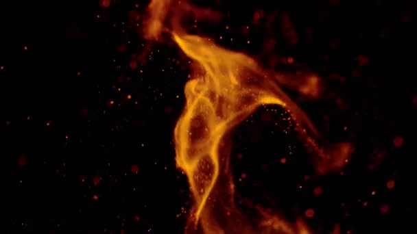 Fiamme di fuoco con scintille, riprese su telecamera ad alta velocità a 1000fps, — Video Stock