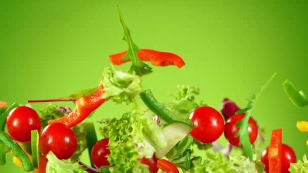 Super Slow Motion Shot of Flying Fresh Vegetables at 1000fps. — Stock Video