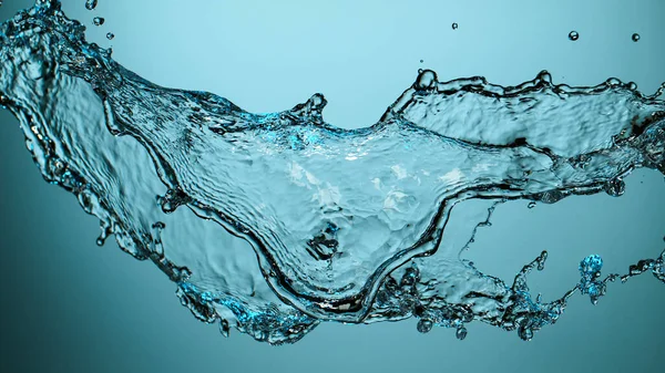 Всплеск воды изолирован на синем фоне — стоковое фото