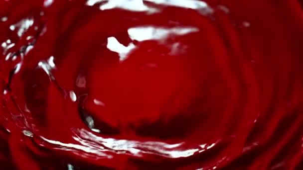 Super Slow Motion Detalle Shot of Verter vino tinto de botella sobre fondo dorado . — Vídeos de Stock