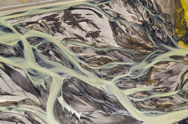 Вид с воздуха на речную систему Исландии. — стоковое фото