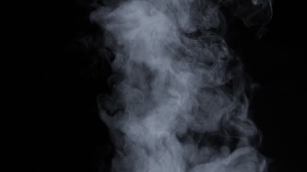 Weißer Dampf steigt über schwarzem Hintergrund auf. — Stockvideo
