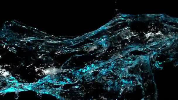 Acqua spruzzata su sfondo nero, super slow motion. Girato su una cinepresa ad alta velocità. — Video Stock