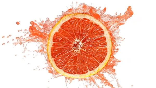 Goresan jeruk dengan Splashing Juice — Stok Foto