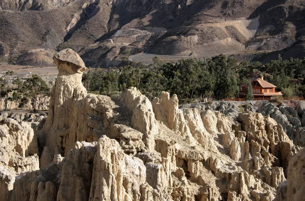 Měsíční krajina v Moon Valley, La Paz, Bolívie — Stock fotografie