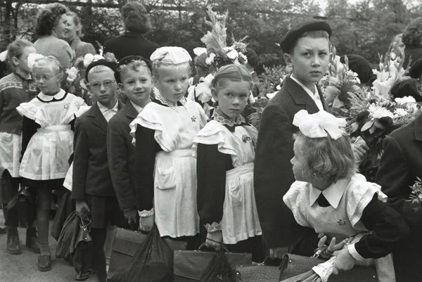 Vintage fotografi av sovjetiska skolbarn Stockbild