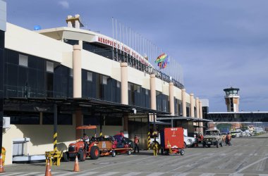 Bolivya, Cochabamba, 17 Ocak 2017 - Jorge Wilstermann Uluslararası Havaalanı, Cochabamba Bolivya'daki terminal