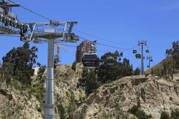 Bolivien Paz Februar 2017 Grüne Linie Der Paz Teleferico Seilbahn — Stockfoto