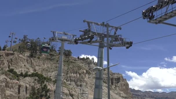 Bolívia Paz Fevereiro 2017 Linha Verde Sistema Teleférico Aéreo Paz — Vídeo de Stock