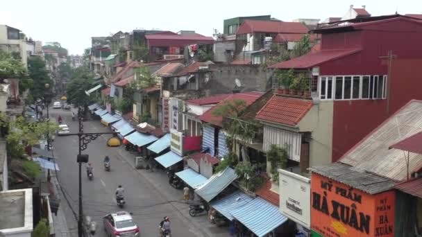 Vietnam Hanoi Agosto 2014 Vista Aérea Calle Casco Antiguo Hanoi — Vídeos de Stock