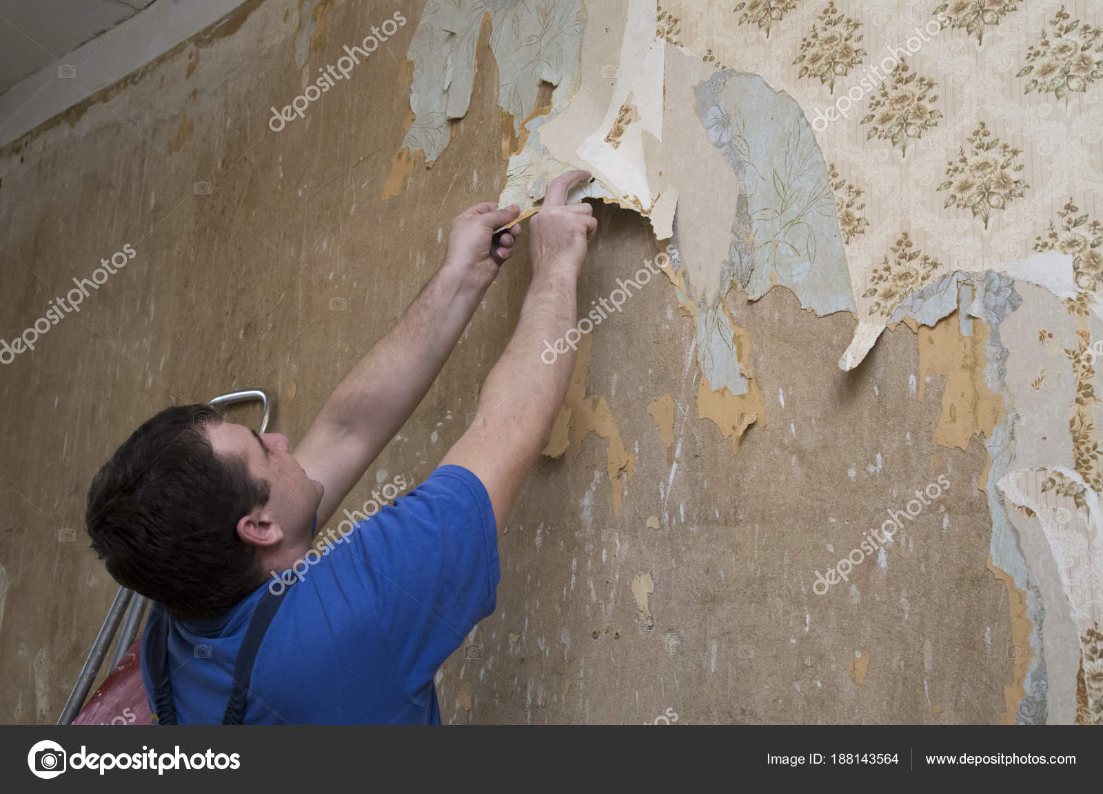 Man Worker Removing Old Wallpaper Concrete Wall Renovation House Stock Photo by ©jjspring 188143564 Man Worker Removing Old Wallpaper Concrete Wall Renovation House Stock Photo by ©jjspring 188143564