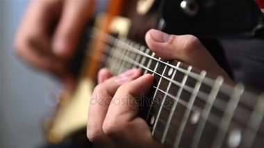 Gitar Solo bir gitar gitarist. Ağır çekim etkisi