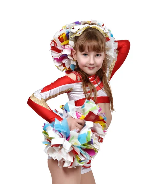 Cheerleader ragazza con abito bianco e rosso — Foto Stock