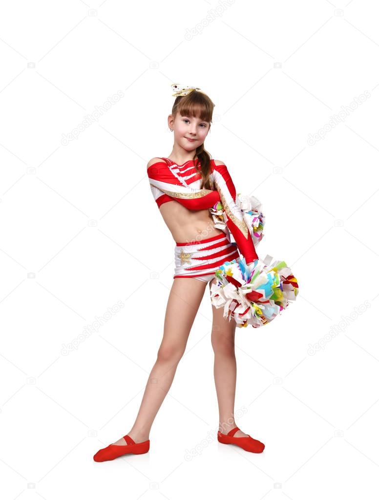 cheerleader girl with two pompoms