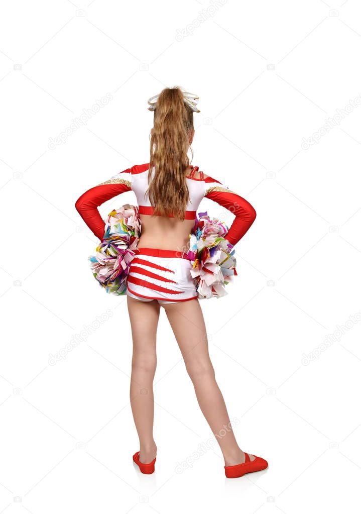 cheerleader girl standing back