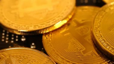 Altın Bitcoins para. Yeni sanal para. Yakın çekim