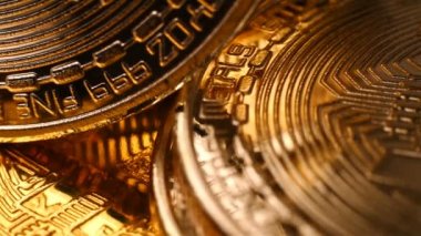 Altın bitcoin sikke kripto para birimini kapatın. Sanal sikkeleri. Aşırı yakın çekim