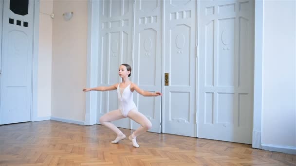 Jóvenes Bailarinas Practicando Danza Escuela Ballet Clásico Concepto Arte Baile — Vídeos de Stock