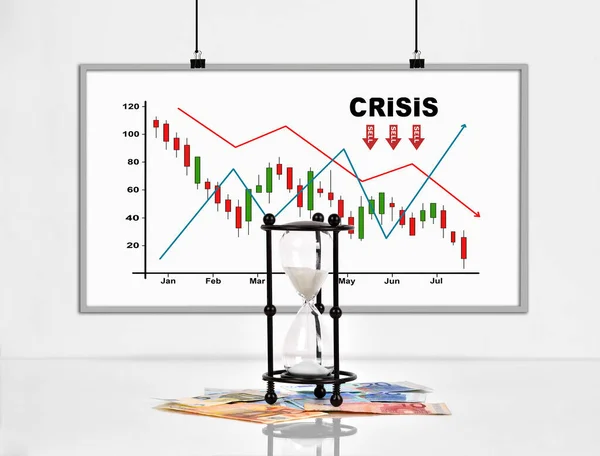 Ticaret Analizi Kriz Istatistikleriyle Dolu Ilan Panosu Depresyonu Kriz Konsepti — Stok fotoğraf