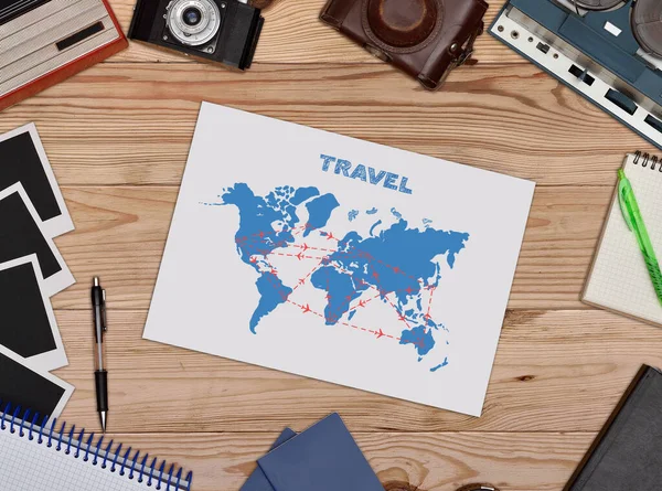 Poster Drawing Air Travel Plan Travel Vacation Concept Close — Stock Photo, Image
