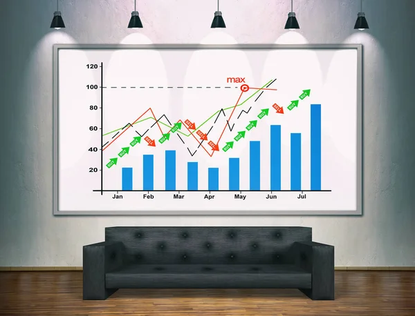 Ritning Lager Diagram Banner Loft Rum Affärs Och Framgångskoncept Återgivning — Stockfoto