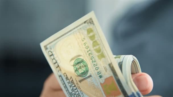 Dólar Usd Notas Nas Mãos Conceito Comércio Pagamento Fecha Efeito — Vídeo de Stock