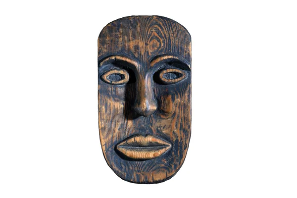 Wooden ethnic mask isolated on white background
